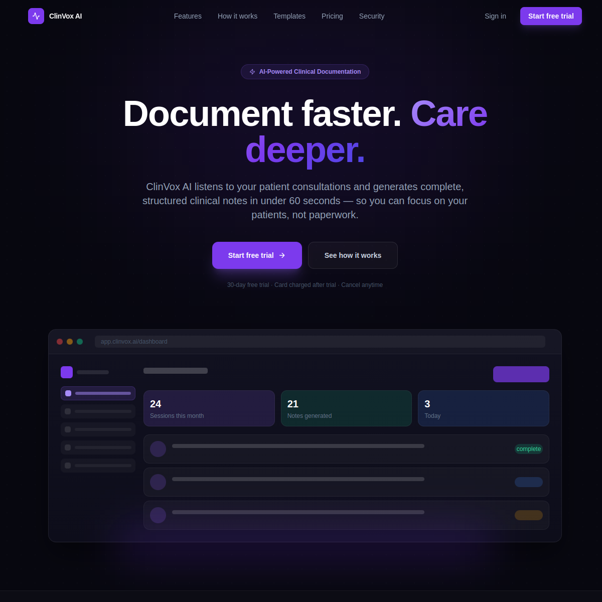 ClinVox AI screen 1
